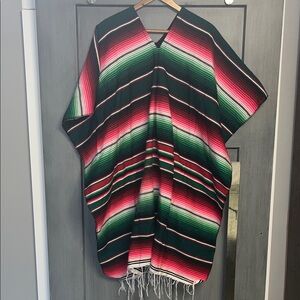 Mexican Multicolored Poncho 38”x38” New JFR Textiles Made in Mexico
